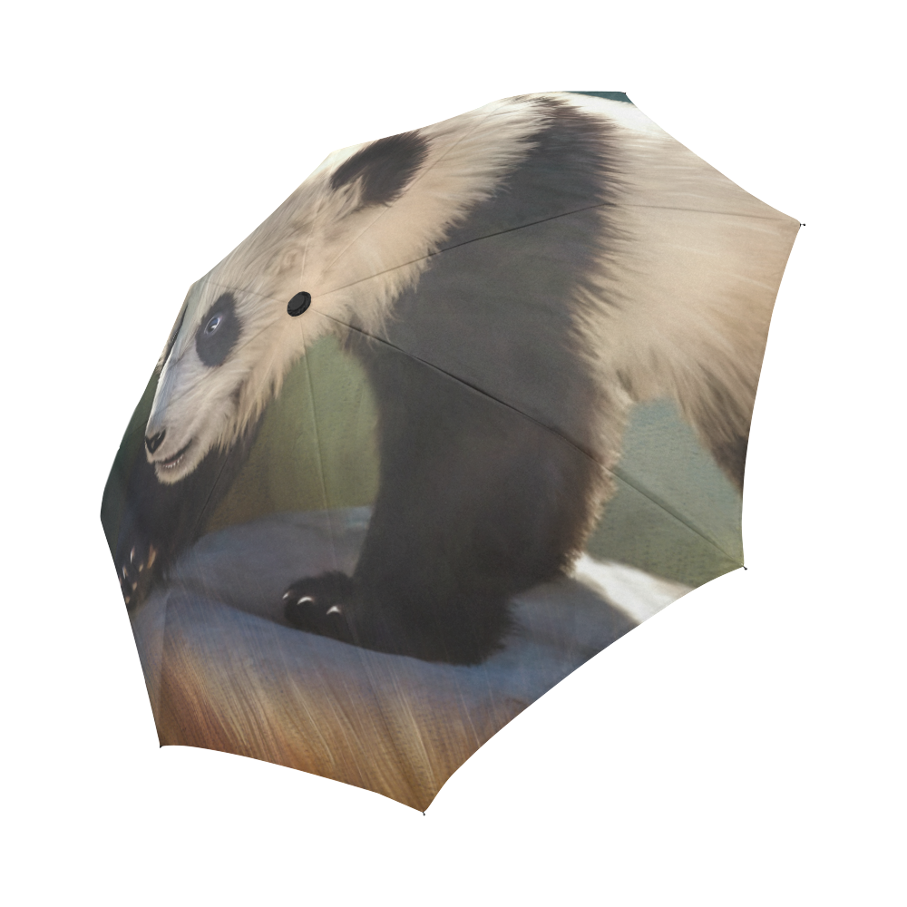A cute painted panda bear baby Auto-Foldable Umbrella (Model U04)