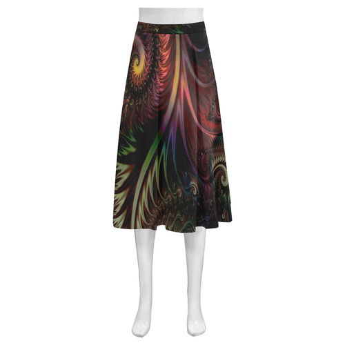 fractal pattern with dots and waves Mnemosyne Women's Crepe Skirt (Model D16)
