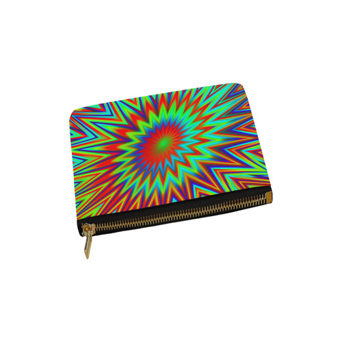 Red Yellow Blue and Green Retro Psychedelic Explosion of Color Carry-All Pouch 6''x5''