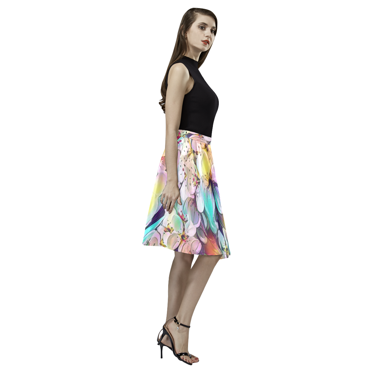 Floral ArtStudio 31 by JamColors Melete Pleated Midi Skirt (Model D15)