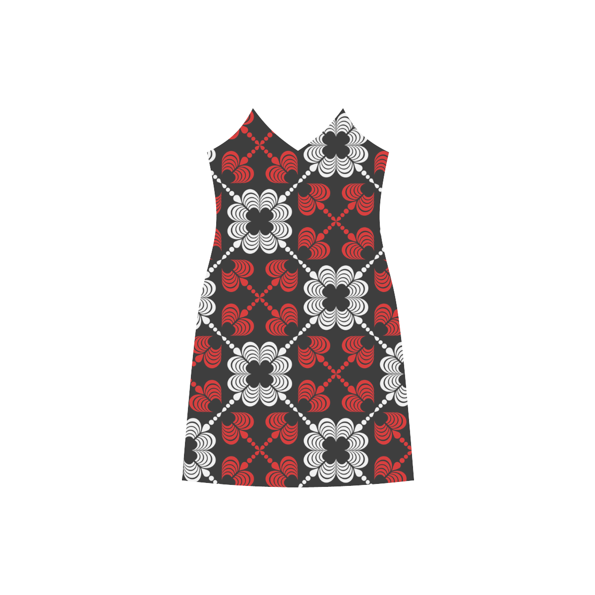 Royal Hearts V-Neck Open Fork Long Dress(Model D18)