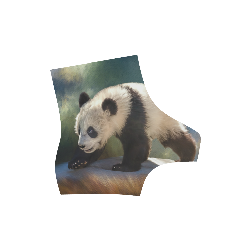 A cute painted panda bear baby High Grade PU Leather Martin Boots For Women Model 402H