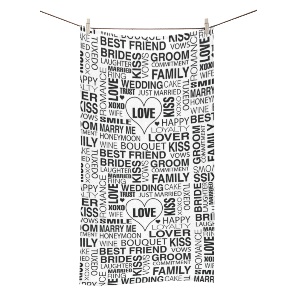 Wedding Gift Bath Towel Bride Groom Words Print Bath Towel Bath Towel 30"x56"