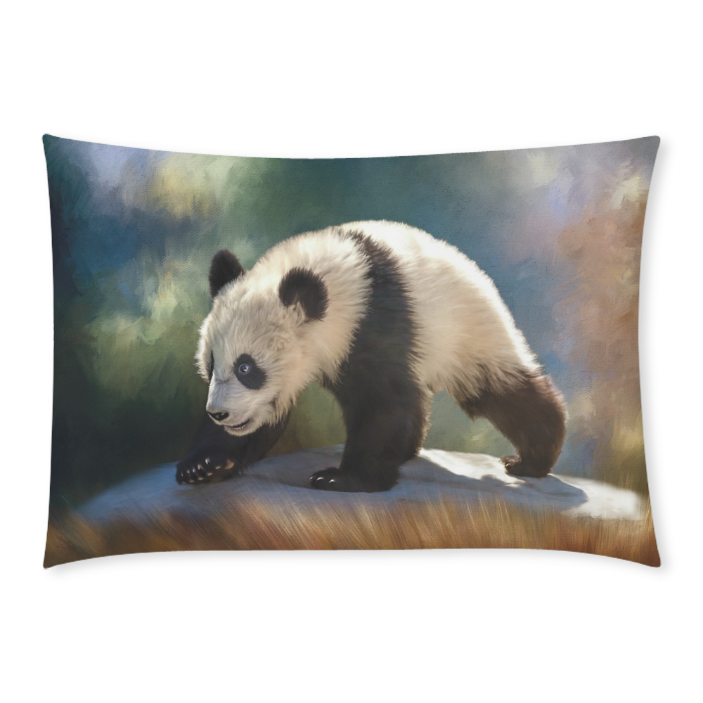A cute painted panda bear baby. Custom Rectangle Pillow Case 20x30 (One Side)