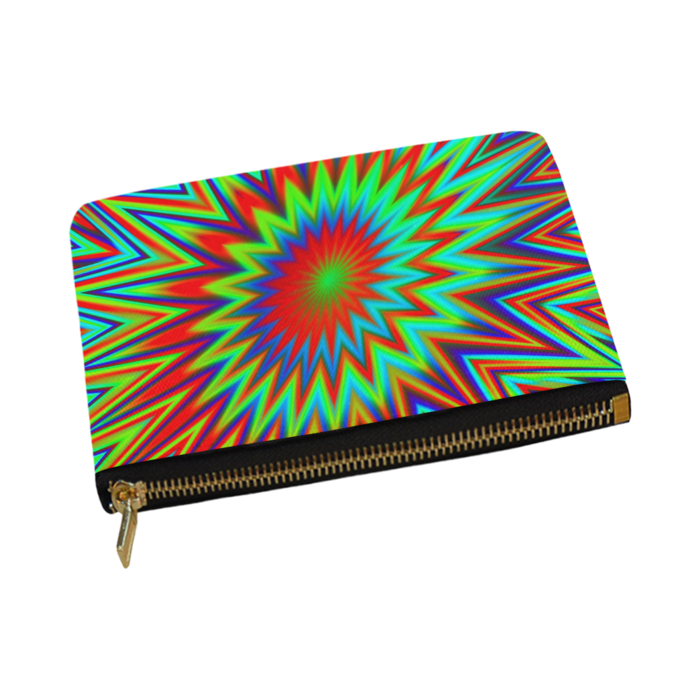 Red Yellow Blue and Green Retro Psychedelic Color Explosion Carry-All Pouch 12.5''x8.5''