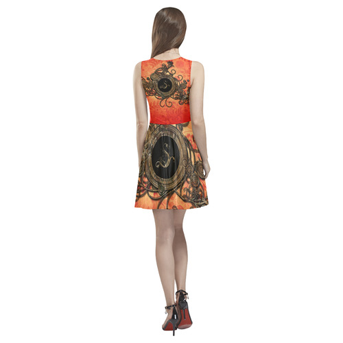 Decorative design, red and black Thea Sleeveless Skater Dress(Model D19)