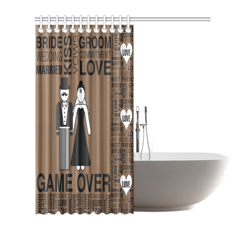 Wedding Gift Shower Curtain Bride Groom Game Over Shower Curtain 72"x72"