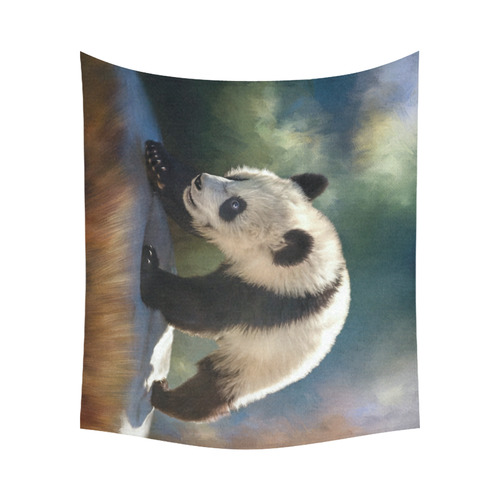 A cute painted panda bear baby Cotton Linen Wall Tapestry 60"x 51"