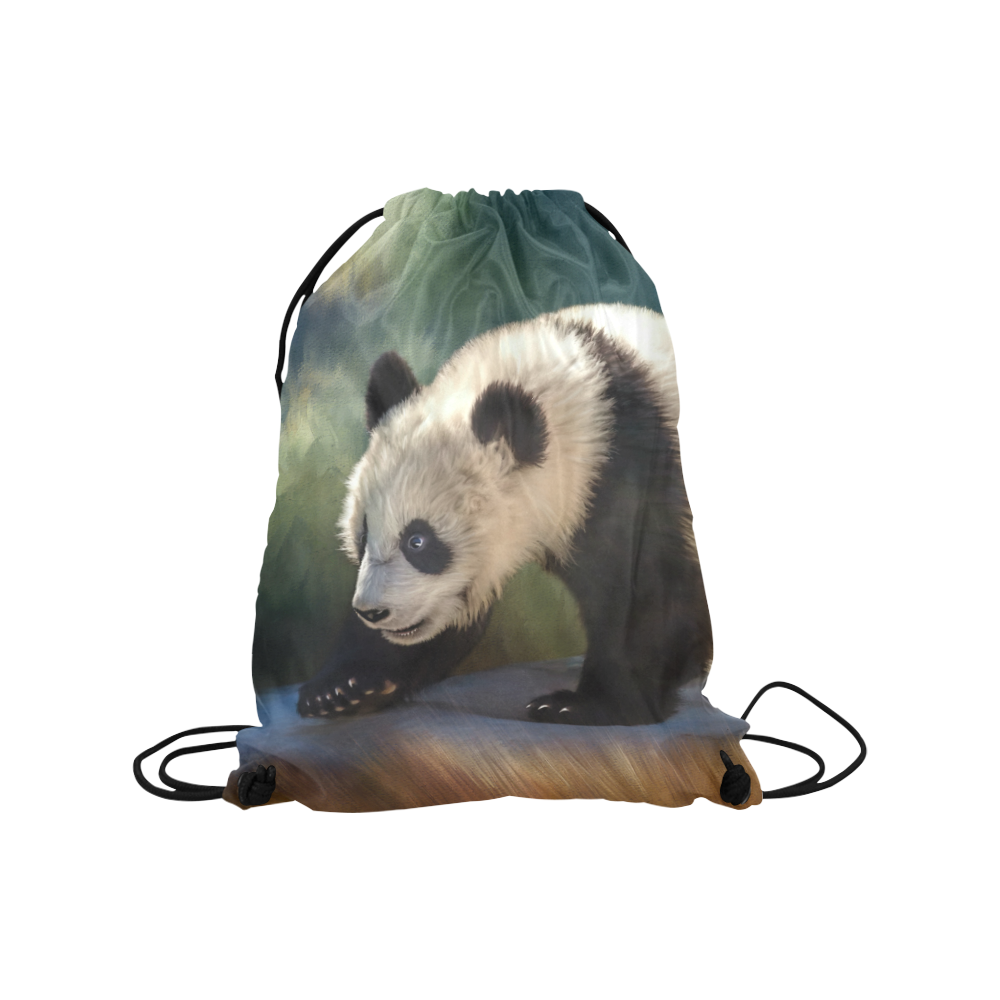 A cute painted panda bear baby. Medium Drawstring Bag Model 1604 (Twin Sides) 13.8"(W) * 18.1"(H)