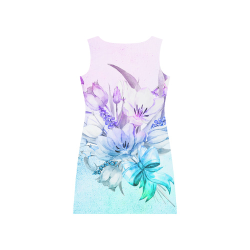 Wonderful flowers in soft watercolors Rhea Loose Round Neck Dress(Model D22)