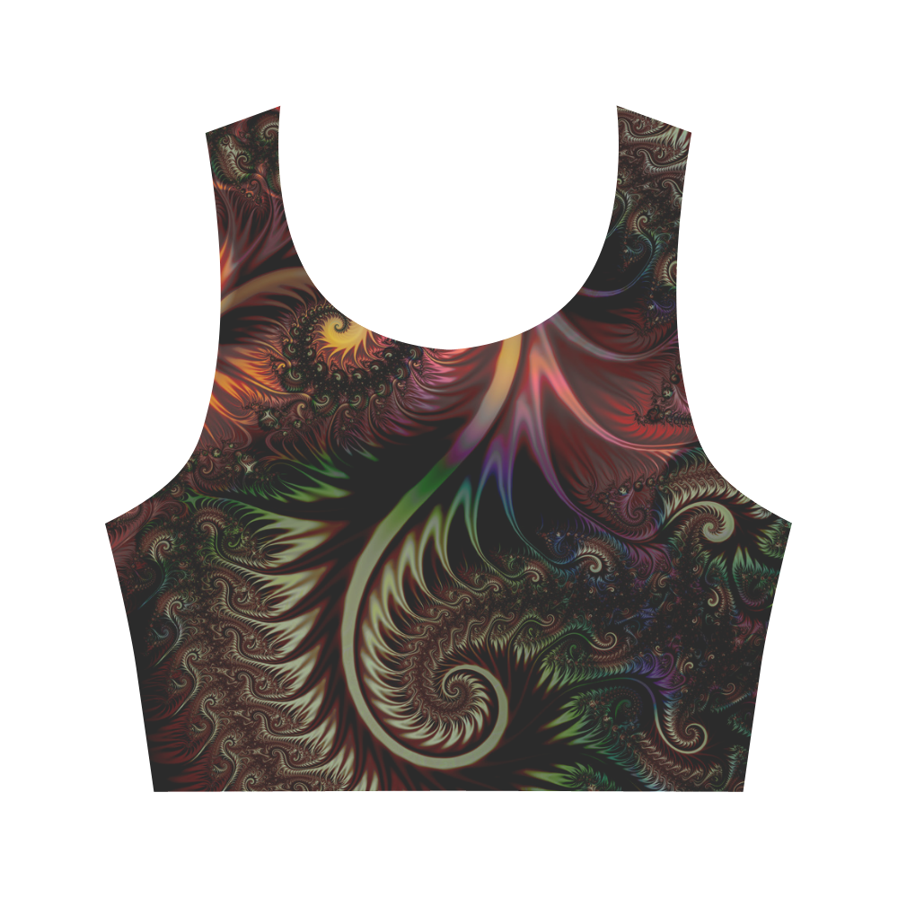 fractal pattern with dots and waves Women's Crop Top (Model T42)