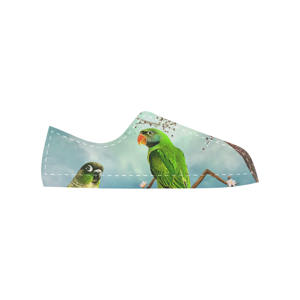 Funny cute parrots Women's Classic Canvas Shoes (Model 018)