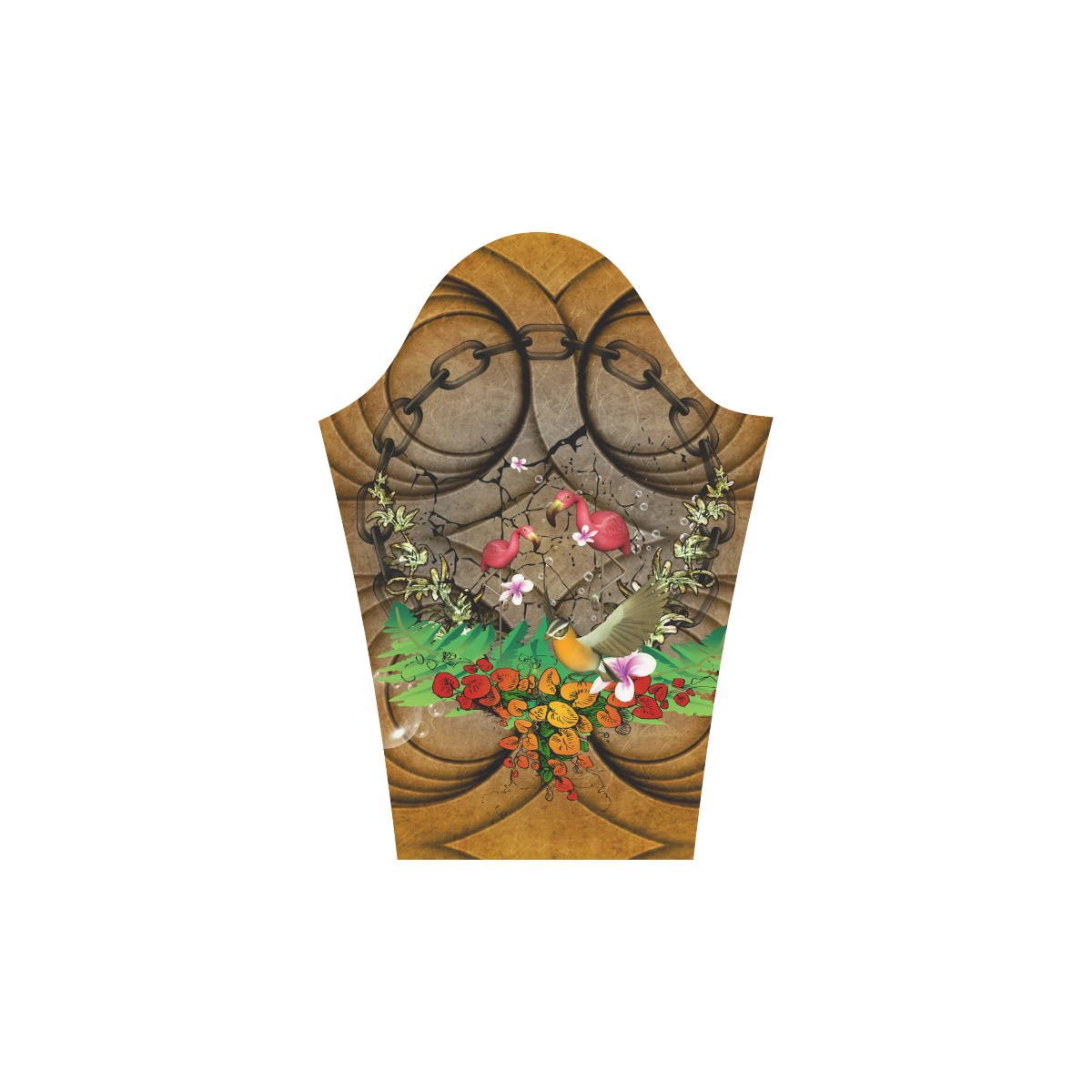 Wonderful tropical design Rhea Loose Round Neck Dress(Model D22)