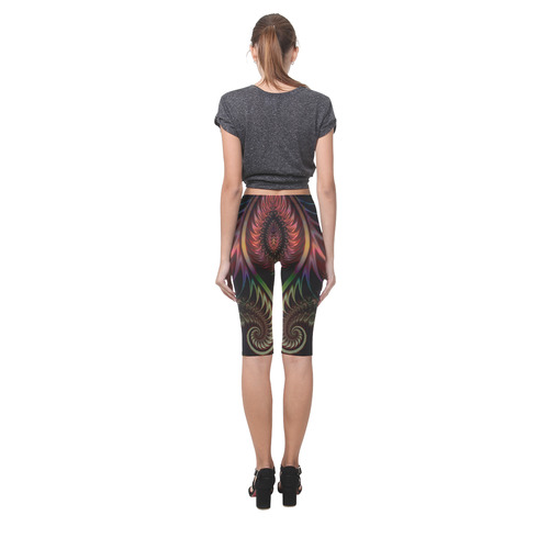 fractal pattern with dots and waves Hestia Cropped Leggings (Model L03)