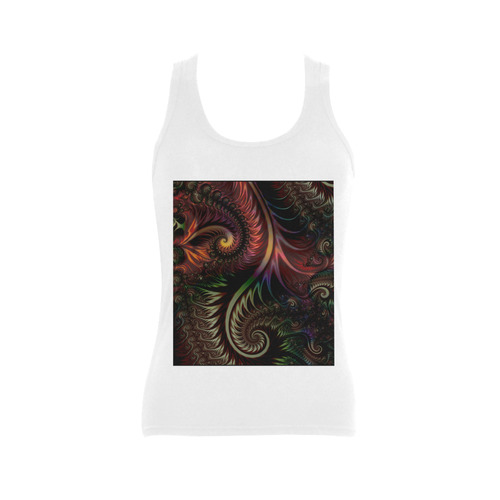 fractal pattern with dots and waves Women's Shoulder-Free Tank Top (Model T35)