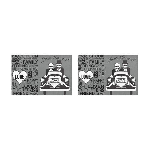 Wedding Gift Placemat Set Just Married Mr. Lgbt Print Dk. Grey Placemat 12’’ x 18’’ (Set of 2)