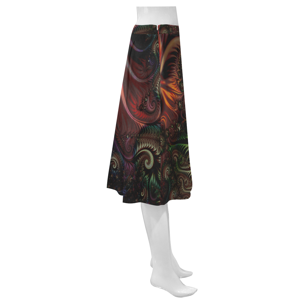 fractal pattern with dots and waves Mnemosyne Women's Crepe Skirt (Model D16)