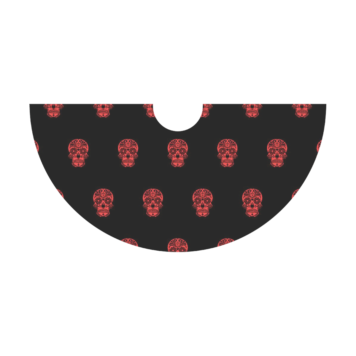 skull pattern red Thea Sleeveless Skater Dress(Model D19)