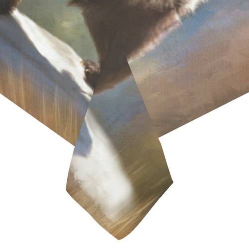 A cute painted panda bear baby Cotton Linen Tablecloth 60"x 104"
