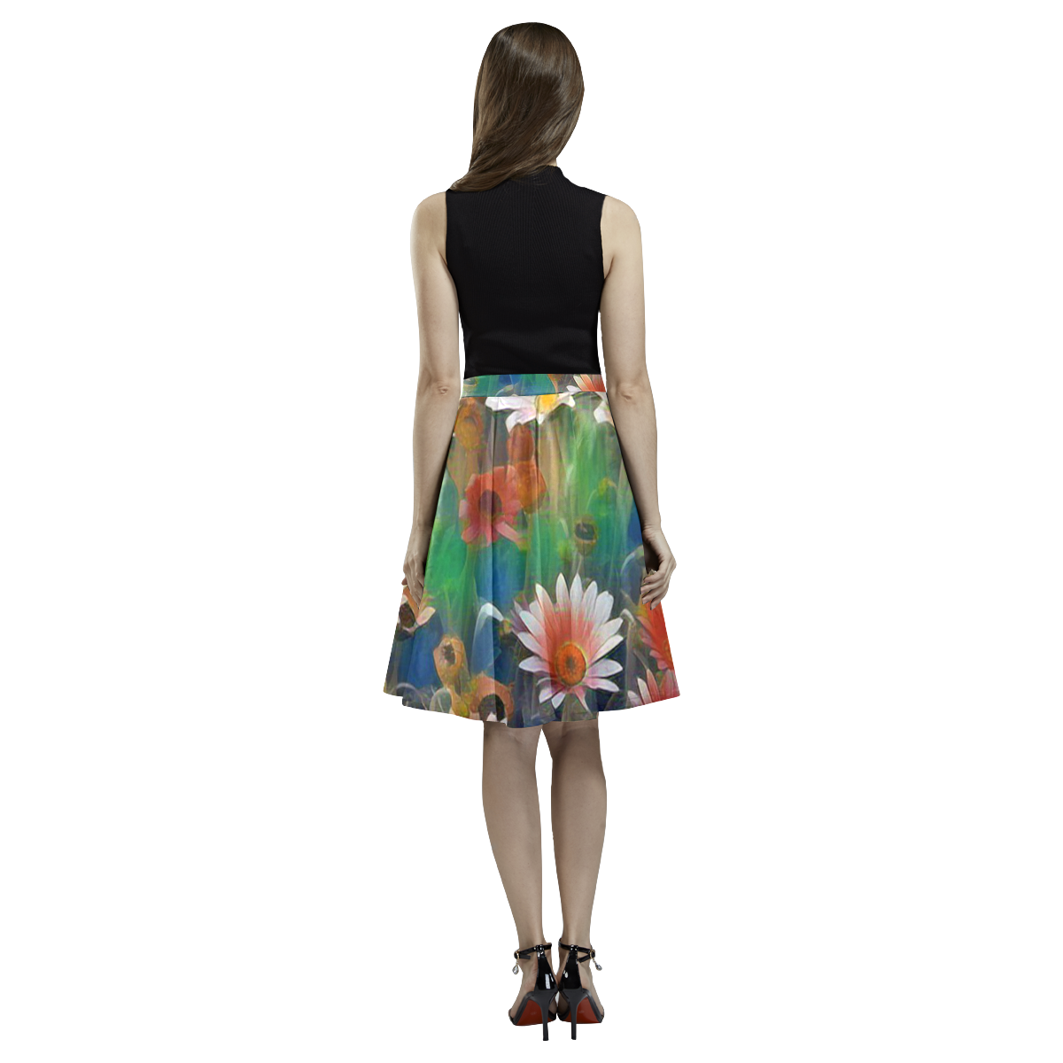 Floral ArtStudio 28 by JamColors Melete Pleated Midi Skirt (Model D15)