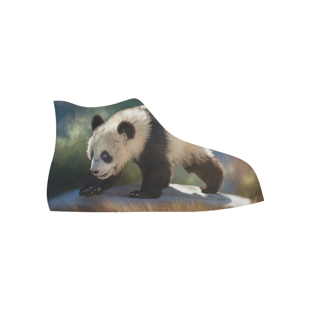 A cute painted panda bear baby High Top Canvas Shoes for Kid (Model 017)