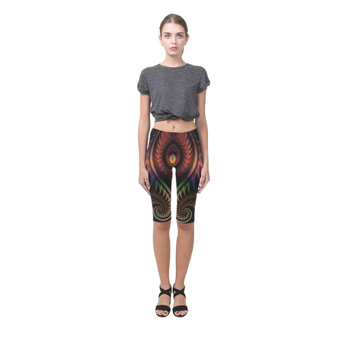 fractal pattern with dots and waves Hestia Cropped Leggings (Model L03)
