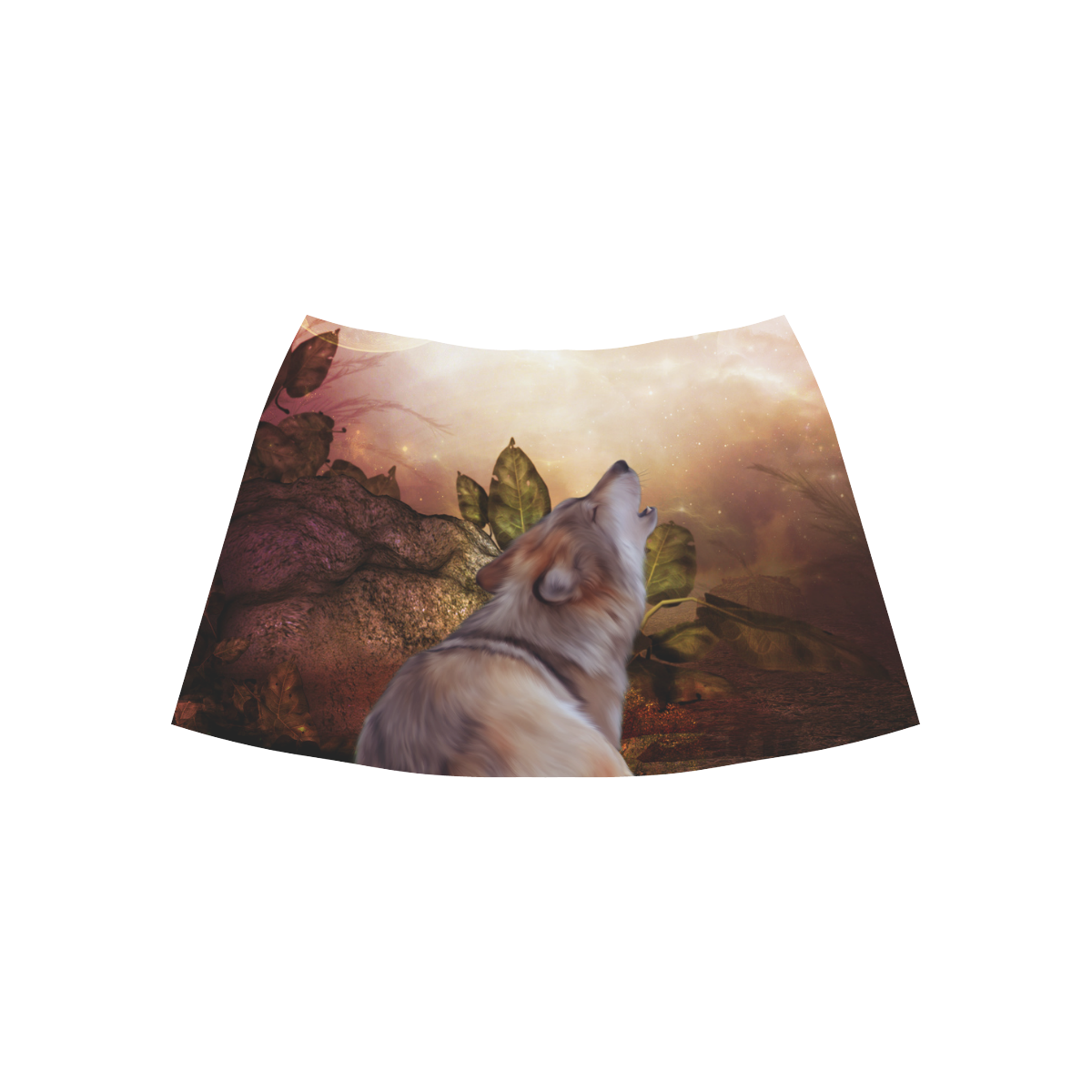 Beautiful wolf in the night Aoede Crepe Skirt (Model D16)