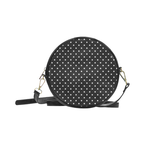 Black and White Polka Dots, White Dots on Black Round Sling Bag (Model 1647)