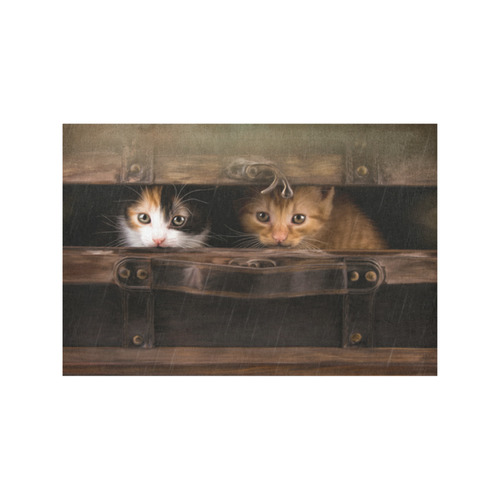 Little cute kitten in an old wooden case Placemat 12''x18''