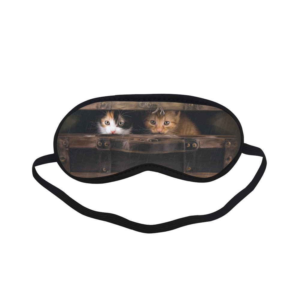 Little cute kitten in an old wooden case Sleeping Mask