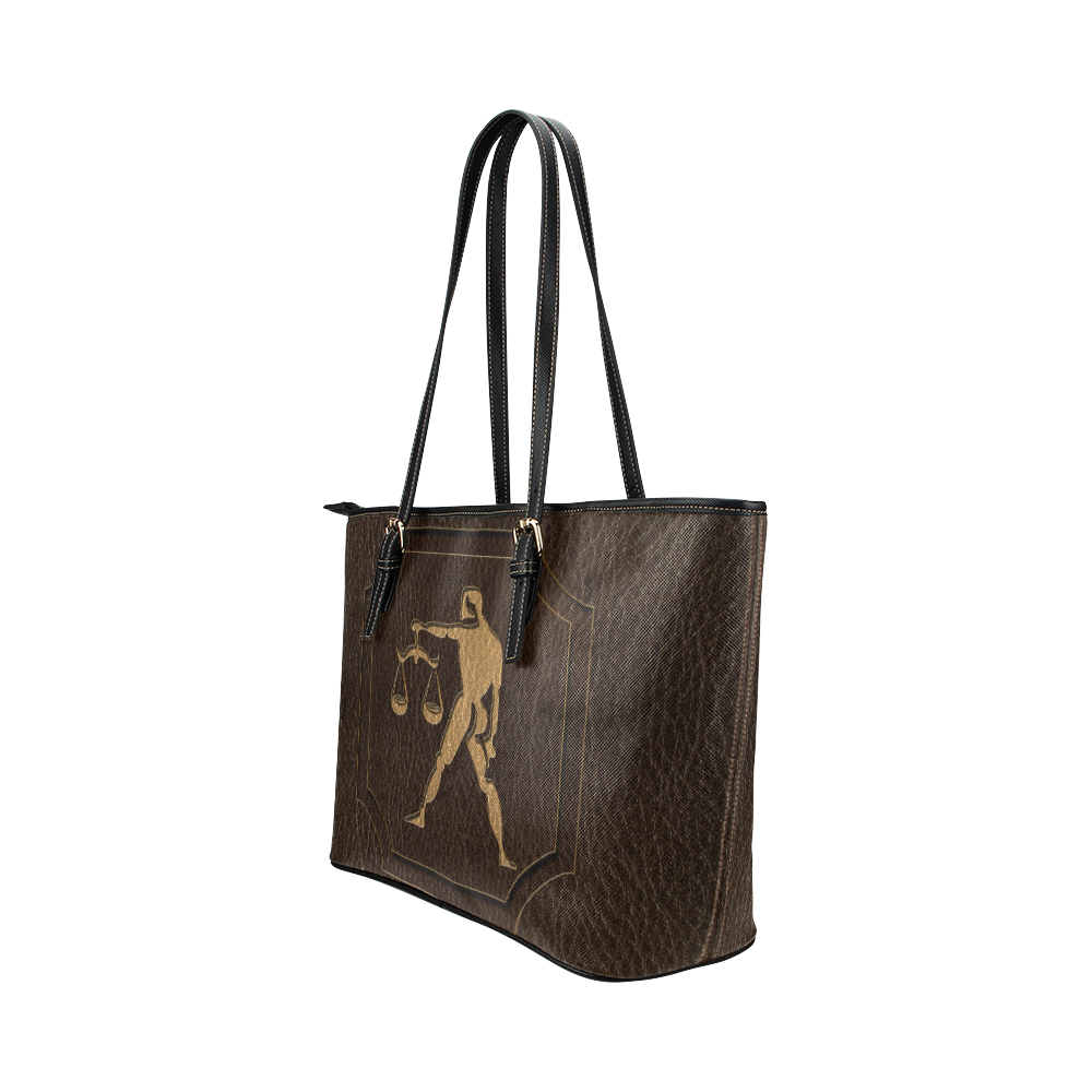 Leather-Look Zodiac Libra Leather Tote Bag/Large (Model 1651)