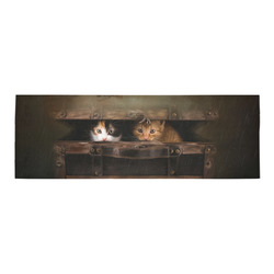 Little cute kitten in an old wooden case Area Rug 9'6''x3'3''