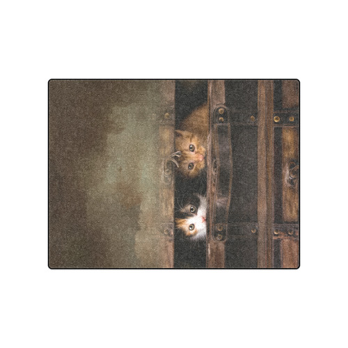 Little cute kitten in an old wooden case Blanket 50"x60"