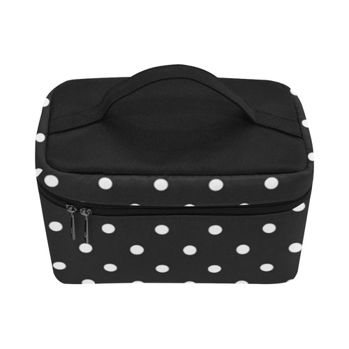 Black and White Polka Dots, White Dots on Black Cosmetic Bag/Large (Model 1658)