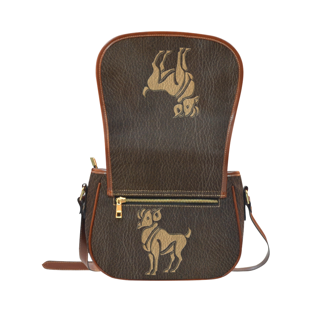 Leather-Look Zodiac Aries Saddle Bag/Large (Model 1649)