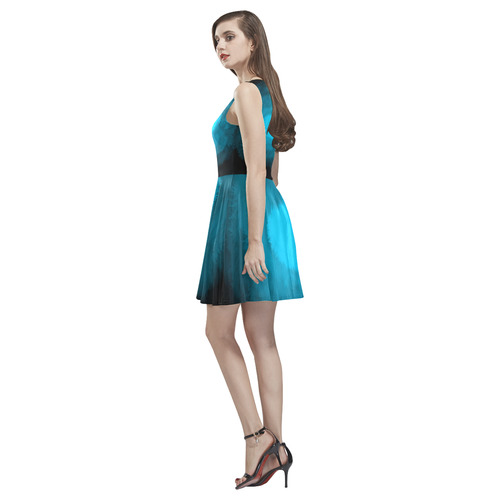 Blue Fluffy Heart, Valentine Thea Sleeveless Skater Dress(Model D19)