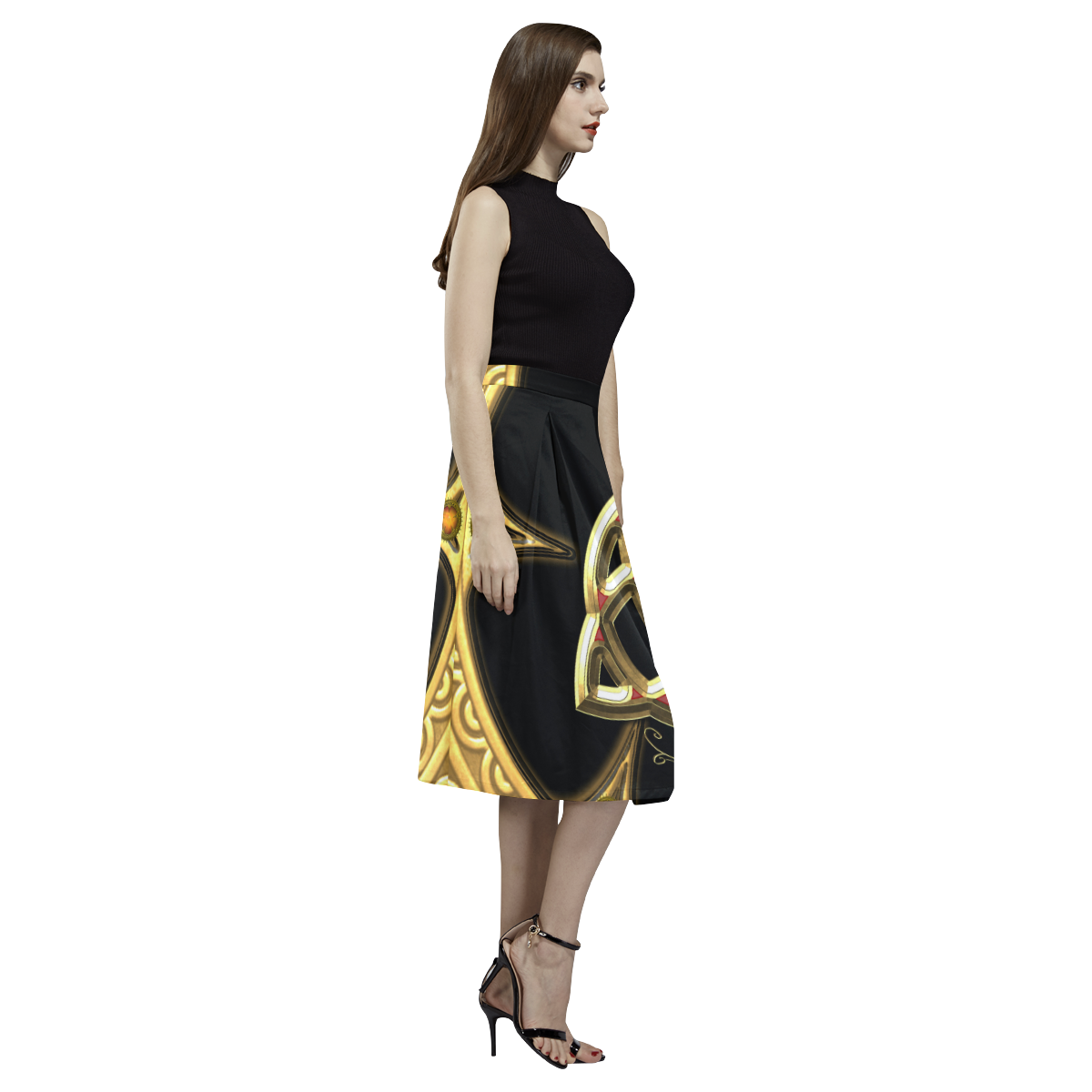 The celtic knote, golden design Aoede Crepe Skirt (Model D16)