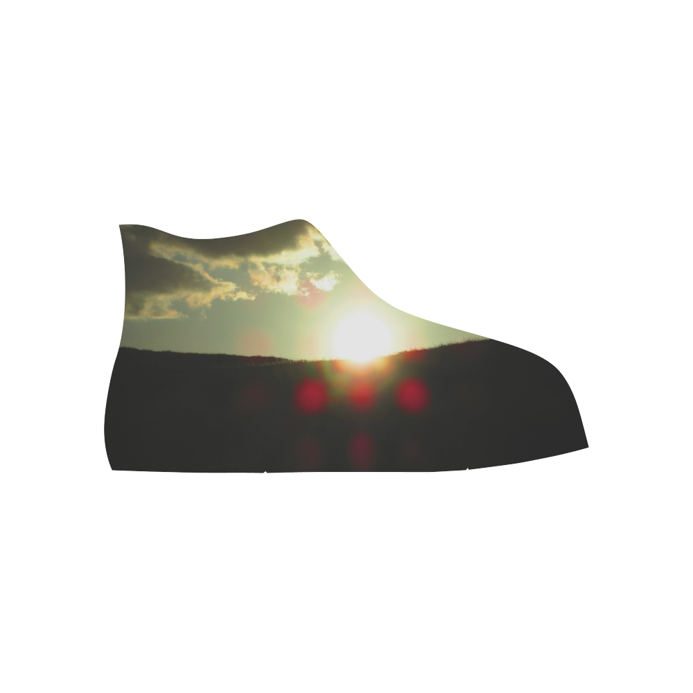 Sunset over the hill High Top Canvas Shoes for Kid (Model 017)