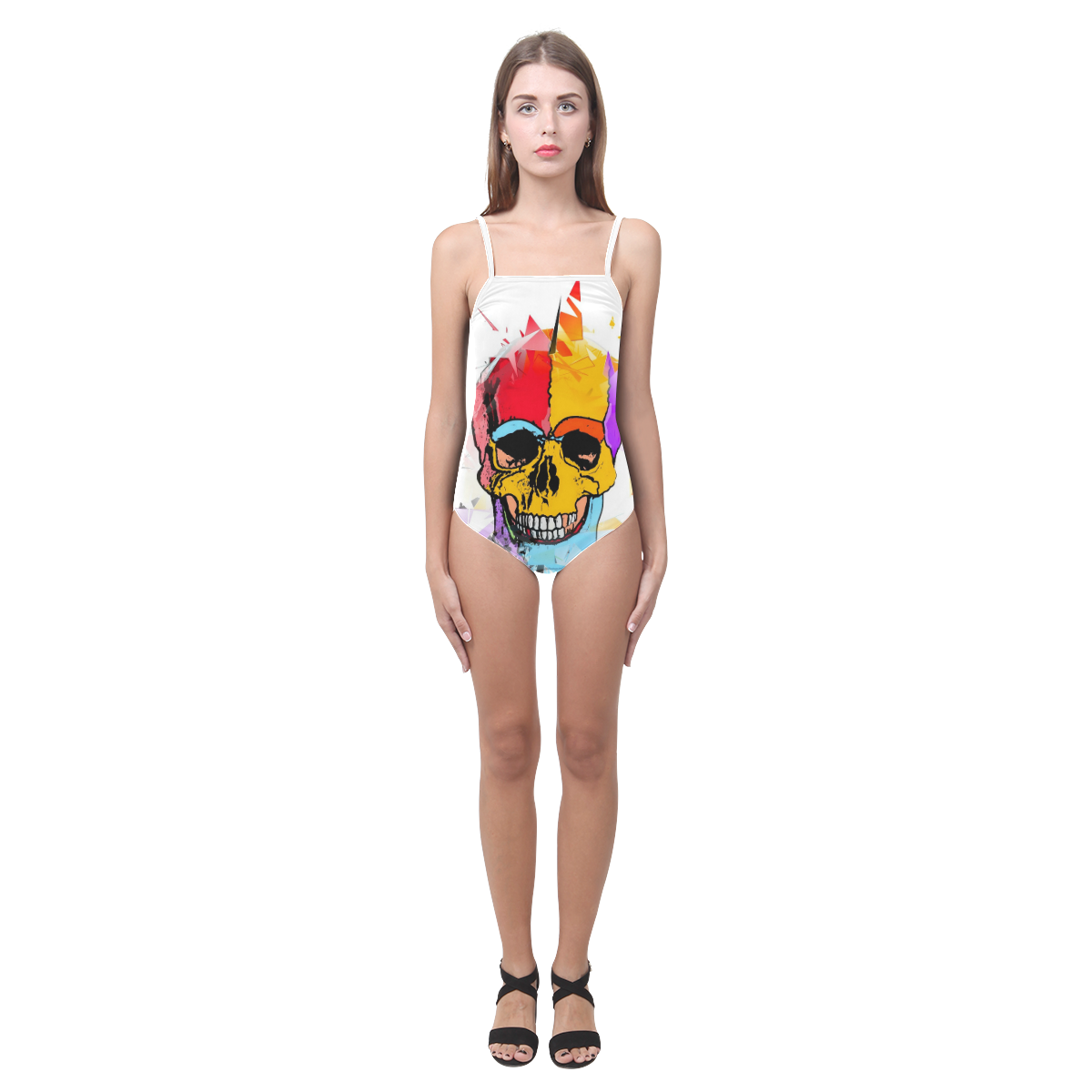 A nice Skull by Popart Lover Strap Swimsuit ( Model S05)