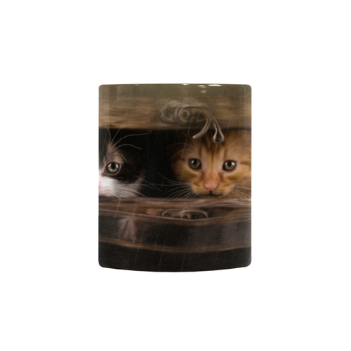 Little cute kitten in an old wooden case Custom Morphing Mug