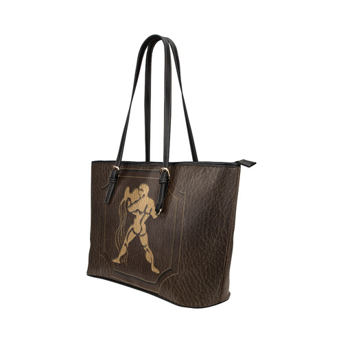 Leather-Look Zodiac Aquarius Leather Tote Bag/Large (Model 1651)
