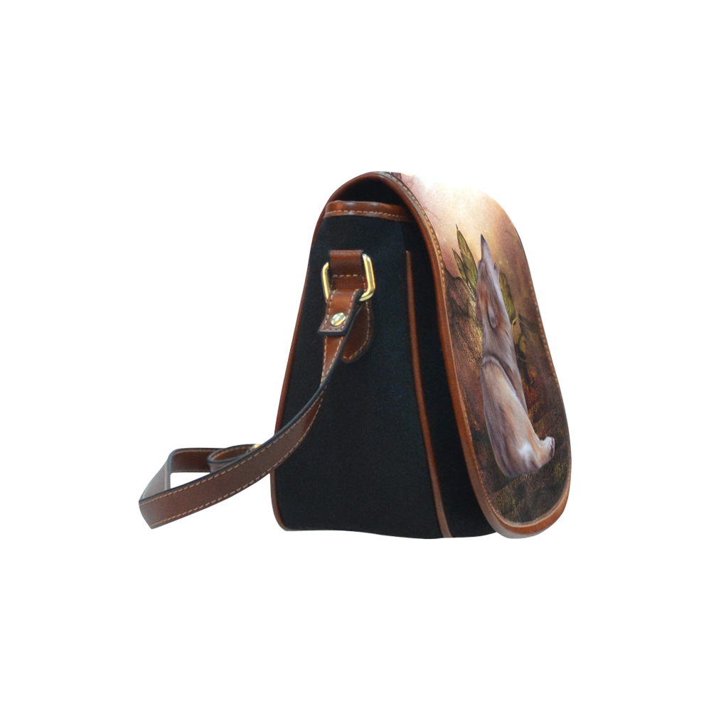 Beautiful wolf in the night Saddle Bag/Small (Model 1649)(Flap Customization)