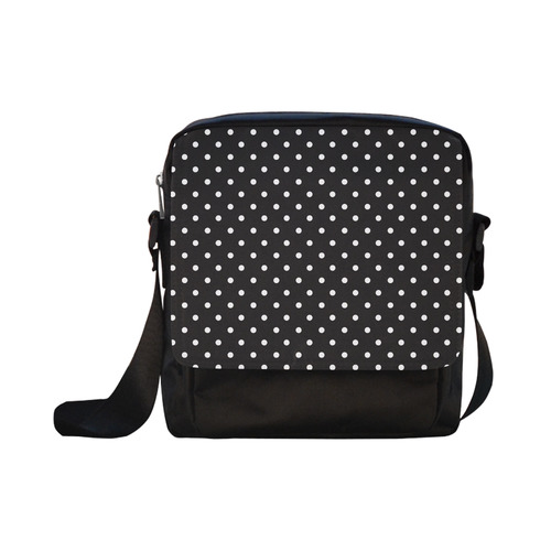 Black and White Polka Dots, White Dots on Black Crossbody Nylon Bags (Model 1633)