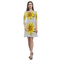 Yellow Flower, floral photography Tethys Half-Sleeve Skater Dress(Model D20)