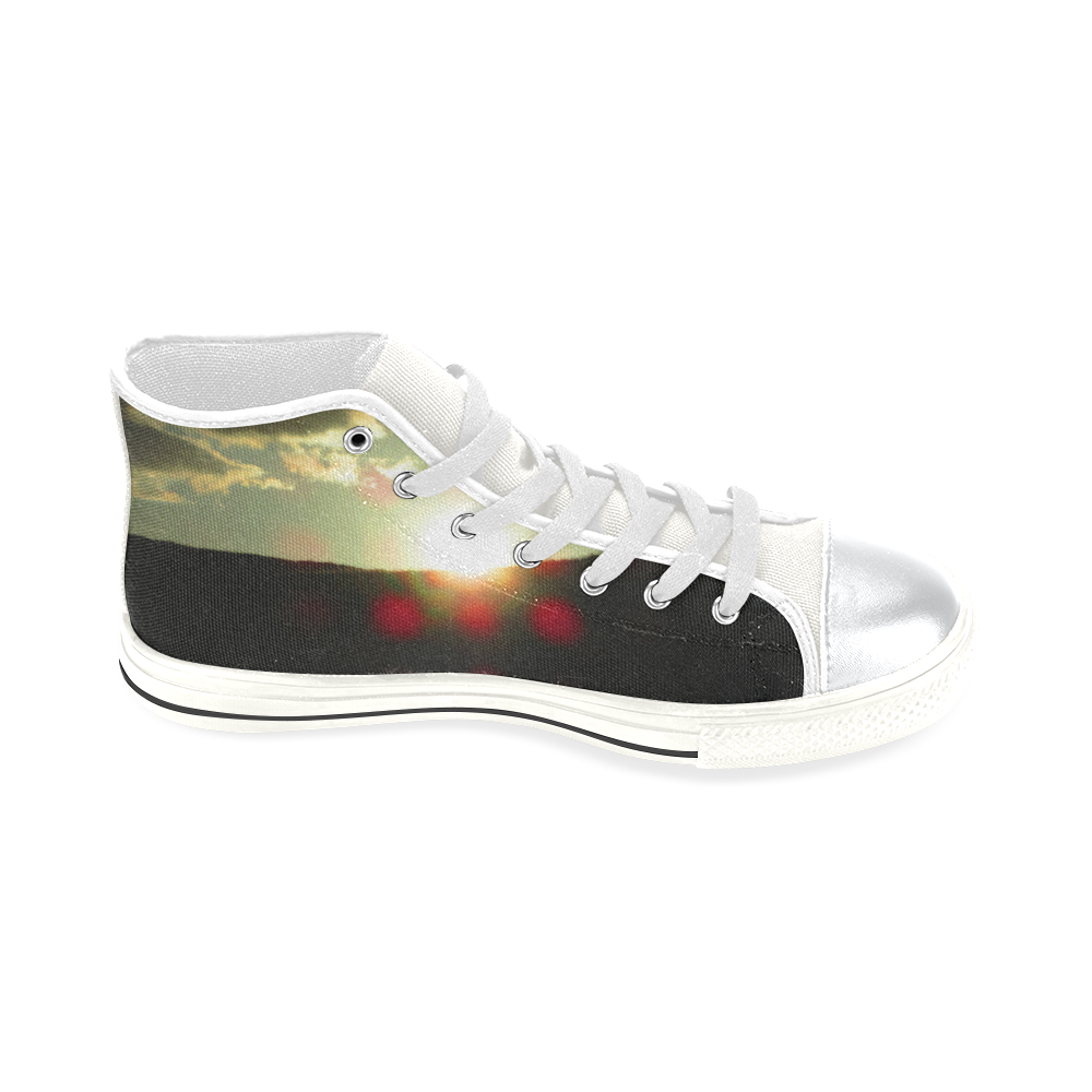 Sunset over the hill High Top Canvas Shoes for Kid (Model 017)