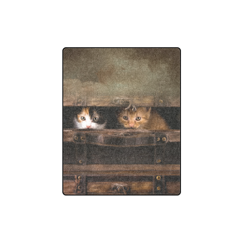 Little cute kitten in an old wooden case Blanket 40"x50"