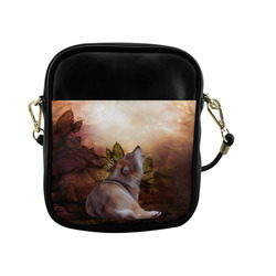 Beautiful wolf in the night Sling Bag (Model 1627)