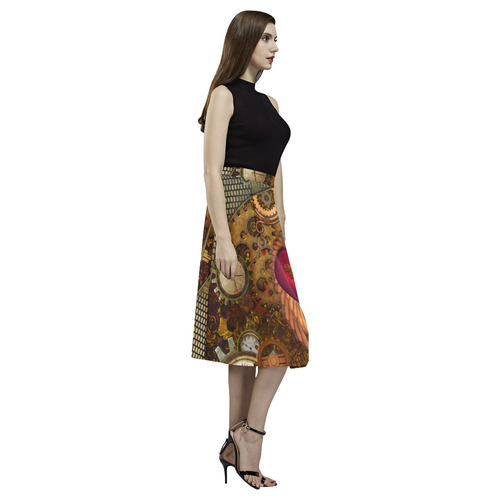 Steampunk, heart with wings Aoede Crepe Skirt (Model D16)