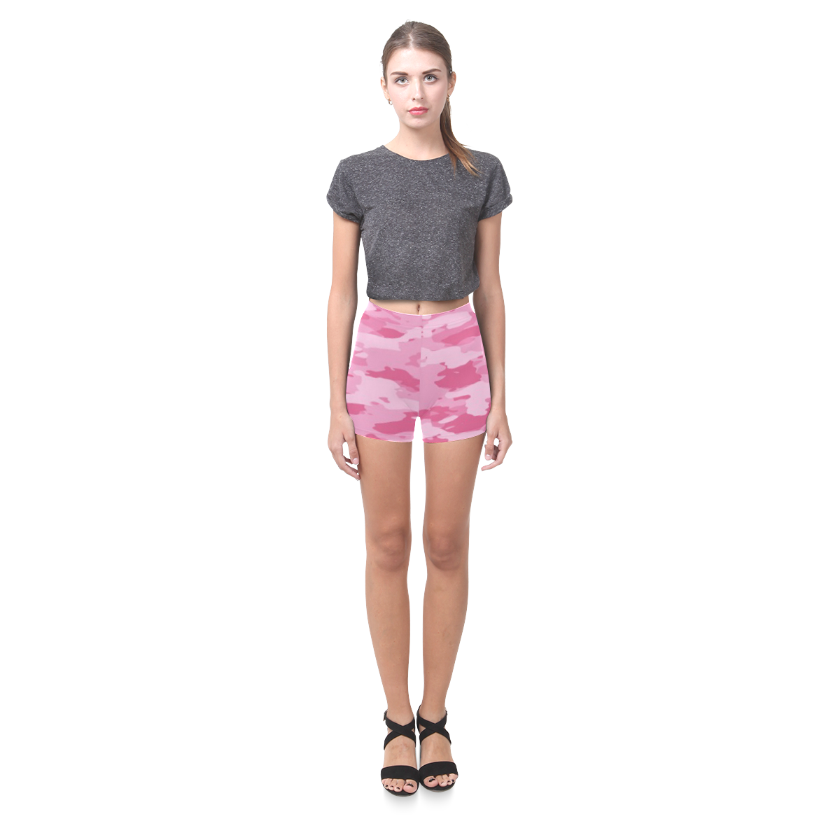 Pink Camo Briseis Skinny Shorts (Model L04)