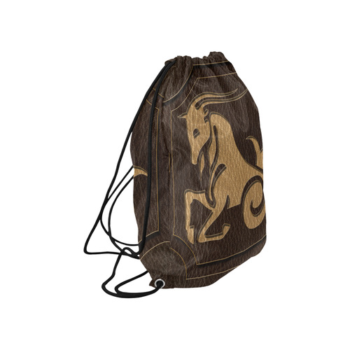 Leather-Look Zodiac Capricorn Large Drawstring Bag Model 1604 (Twin Sides)  16.5"(W) * 19.3"(H)
